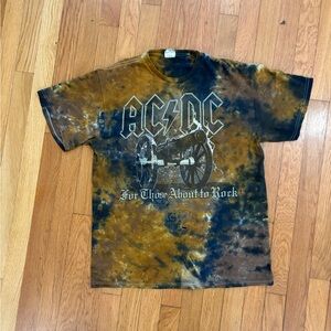 AC/DC Tie-Dye Short Sleeve Tee - Brown and Blue